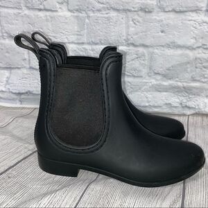 Jeffrey Campbell rubber ankle boots with elastic sides black sz 6